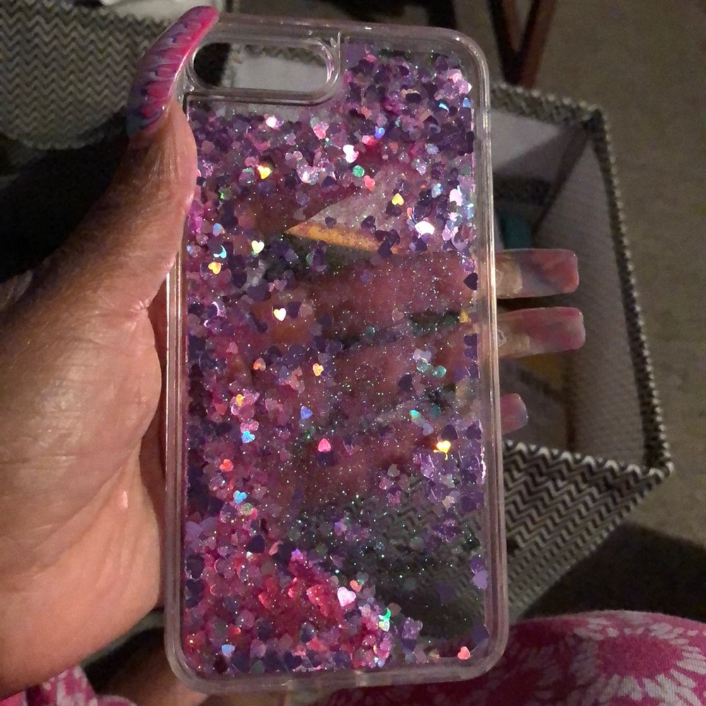 iPhone 7/8 Plus pink heart glitter case - Picture 3 of 3